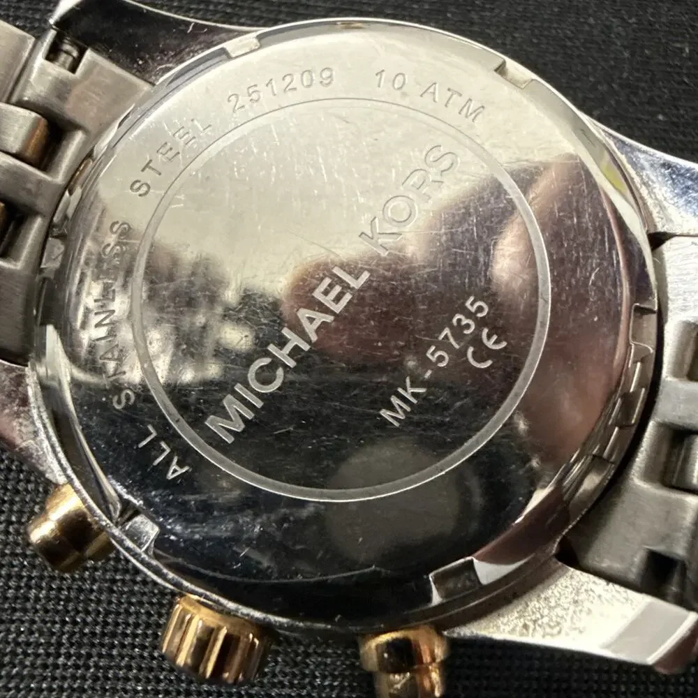 MICHAEL KORS WOMENS LEXINGTON TRI-TONE CHRONOGRAPH MK-5735 NEW BATTERY!!!